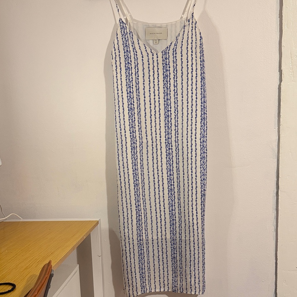 Brochu Walker Blue and White Patterned Midi Dress